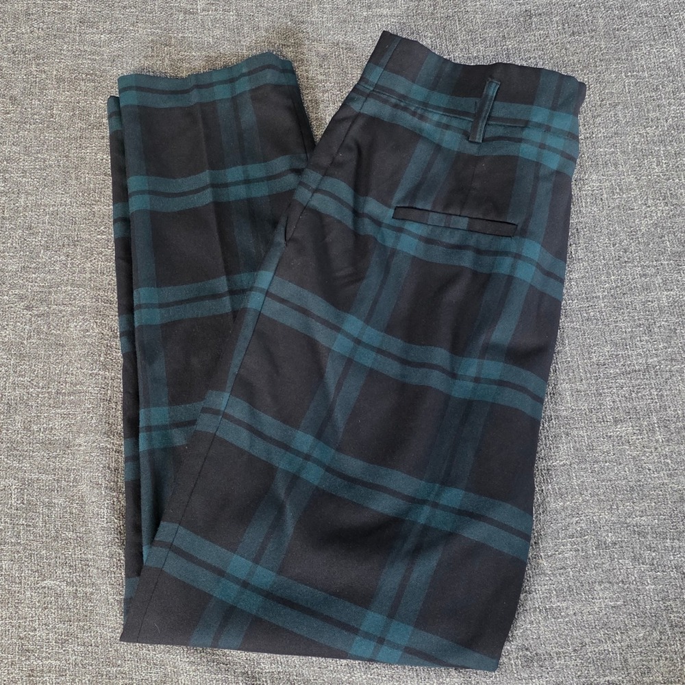 Antonio Melani Womens 8 Black Green Plaid Straight Leg Trousers Pants RN 58909